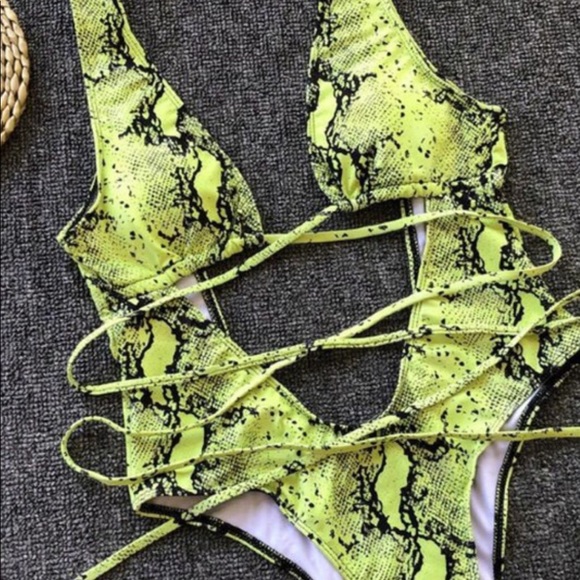 Neon Snake One Pice Swimsuit - Picture 4 of 6